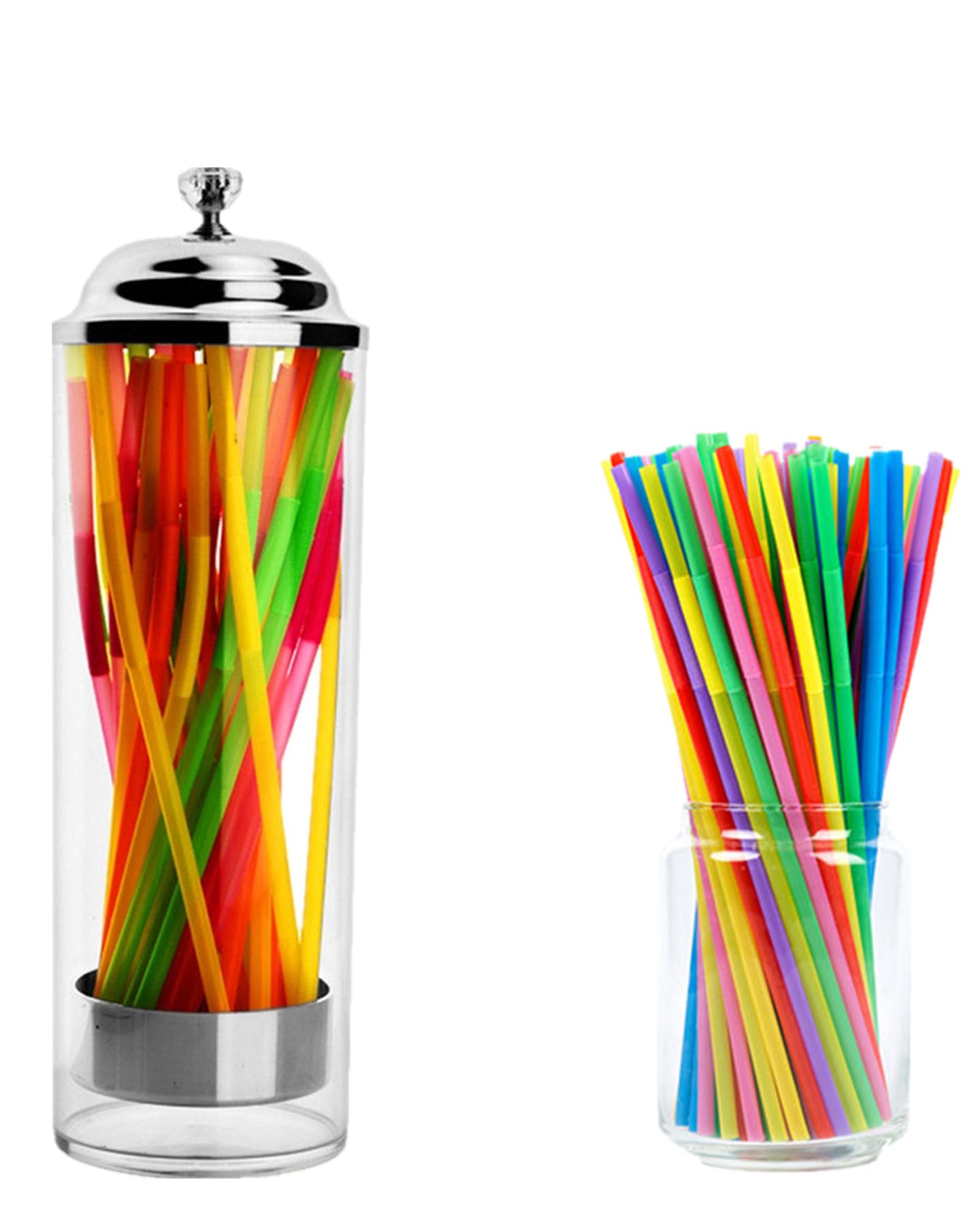 Straw Dispenser for Kitchen - Pop Up Straw Holder with 100 Plastic Straws Included - Perfect for Restaurants, Parties, and Home Use