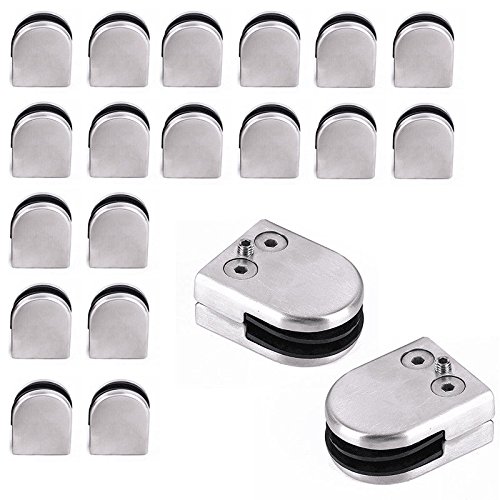 20 Pack Stainless Steel Glass Clamp Holders - Flat Glass Connection Clamps for Secure Fastening - Perfect for Glass Shelves, Tabletops, and DIY Projects