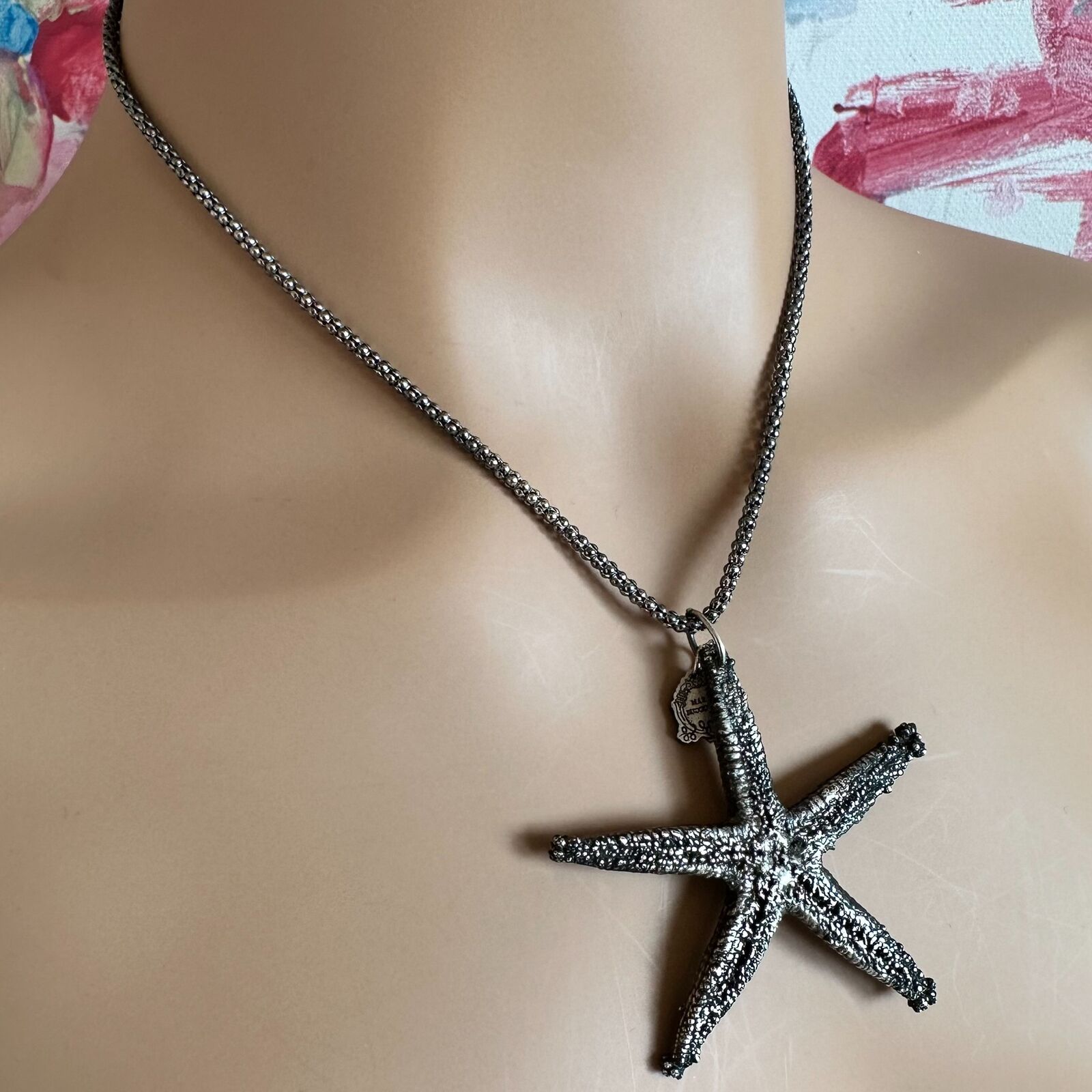 Vintage Mario Buccellati Sterling Silver Large Starfish Statement Necklace - Rare Collectible Jewelry for Women, Perfect for Beach Weddings & Summer Fashion