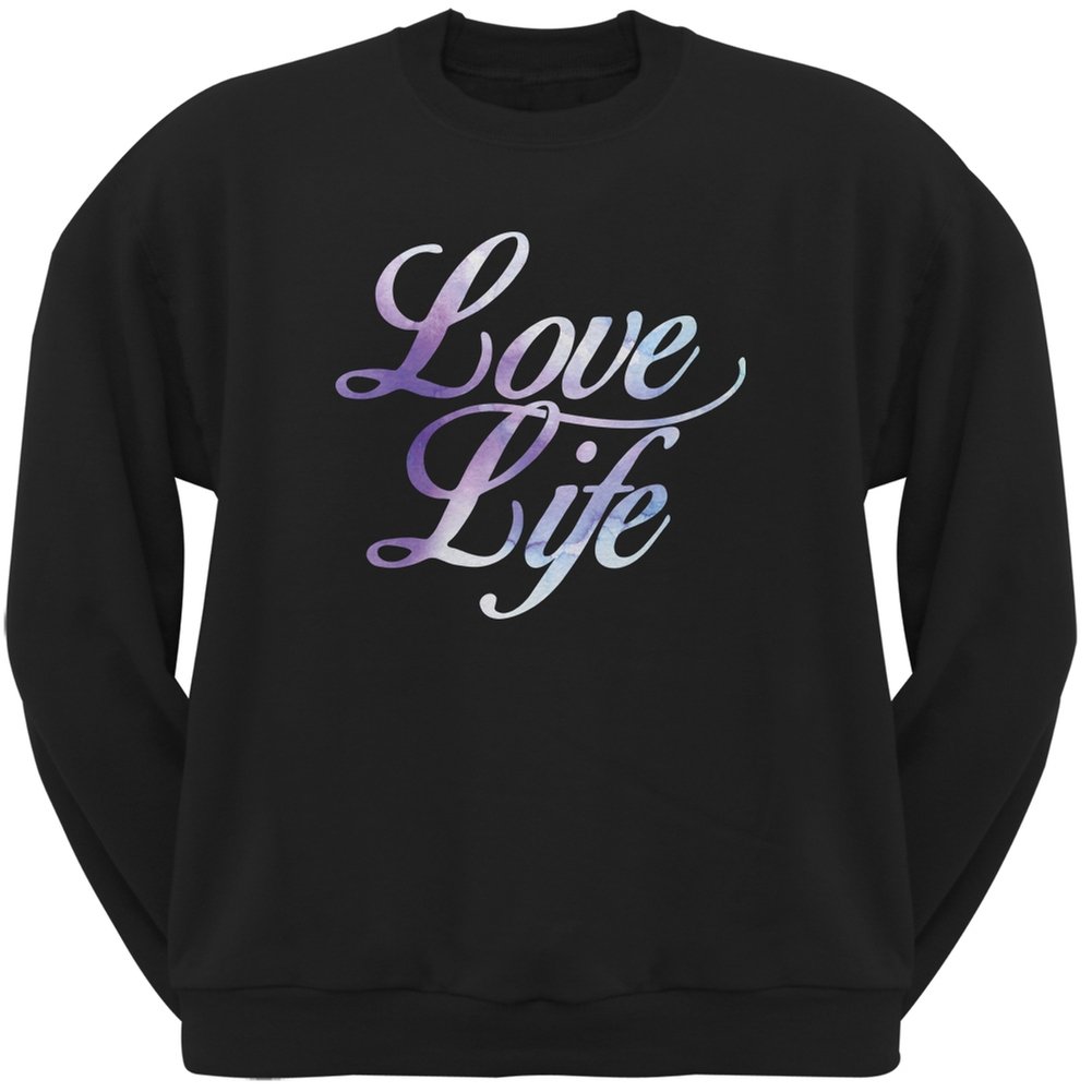 Old Glory Love Life Watercolor Black Adult Sweatshirt - Large Size | Patriotic American Flag Pullover Hoodie for Men & Women | Perfect for 4th of July, Veterans Day & Casual Outings
