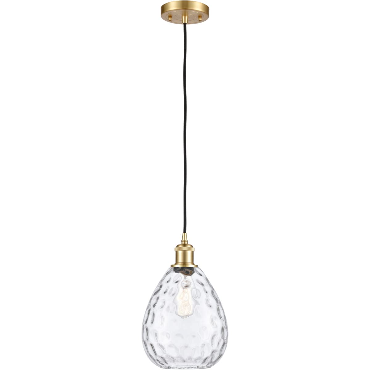 516-1P-SG-G372-LED Large Waverly 1 Light Mini Pendant - Modern Hanging Light Fixture for Kitchen Island, Dining Room & Bedroom Decor