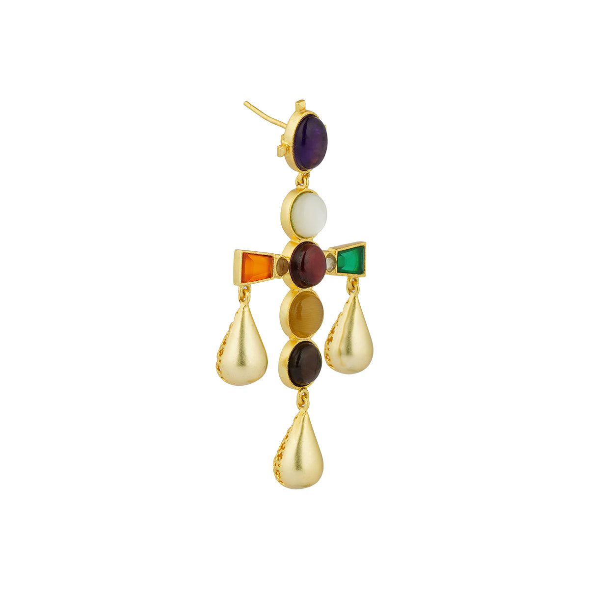 Color Pop Navratna Earrings – Handmade Indian Gemstone Jewelry for Women | Perfect for Weddings, Parties & Festive Occasions