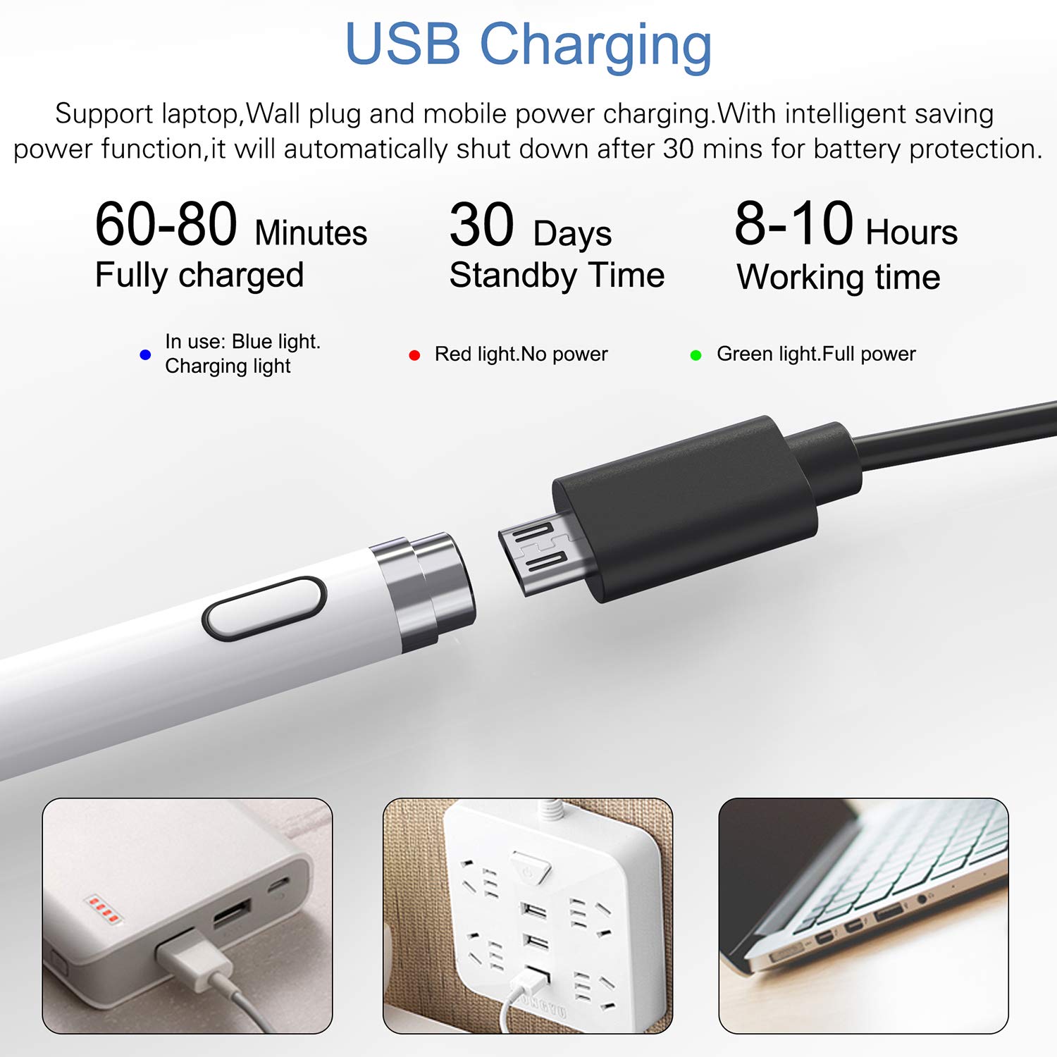 Premium Active Stylus Pen for iPad, iPhone & Android Devices - Rechargeable Digital Pencil with Dual Touch Function for Drawing, Note-Taking & Signatures | Compatible with iPad Pro/Air/Mini, Samsung Tablets & Smartphones - Perfect for Artists, Students & Professionals