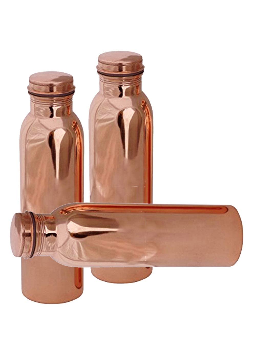 Pure Copper Water Bottles Set of 3 - Ayurvedic Copper Vessel for Health Benefits | Perfect for Daily Hydration, Yoga & Detox Wellness Routine