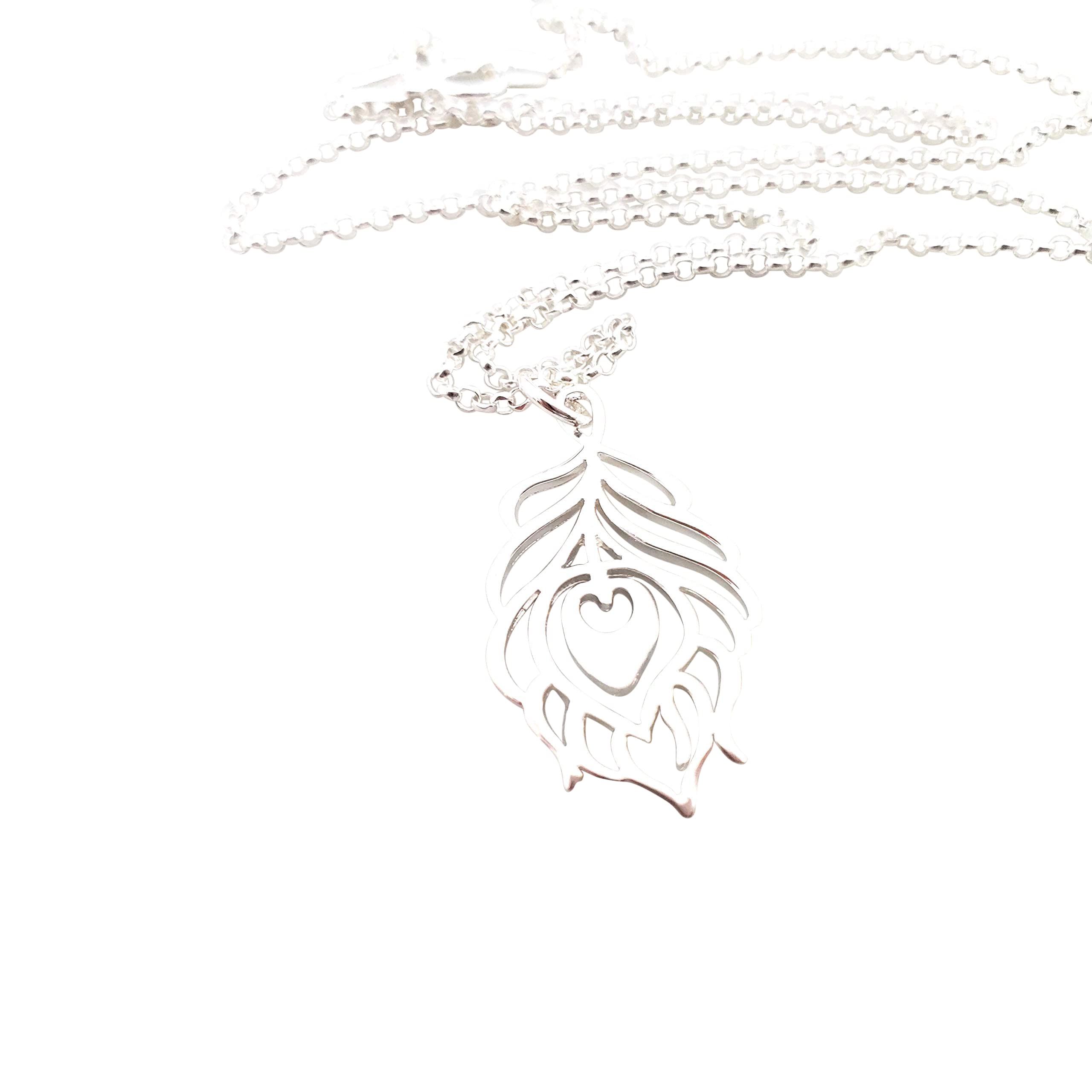 Peacock Feather Charm Necklace - Elegant Sterling Silver Jewelry for Women | Perfect Gift for Birthday, Anniversary & Special Occasions | Boho & Party Wear Accessory