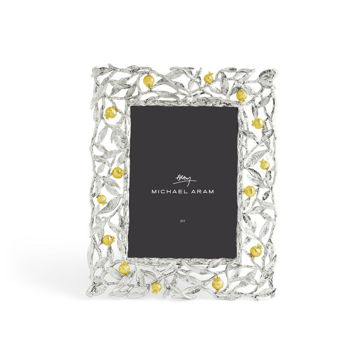Elegant Pomegranate Silver & Gold 5x7 Photo Frame - Perfect for Wedding, Anniversary & Home Decor Gifts