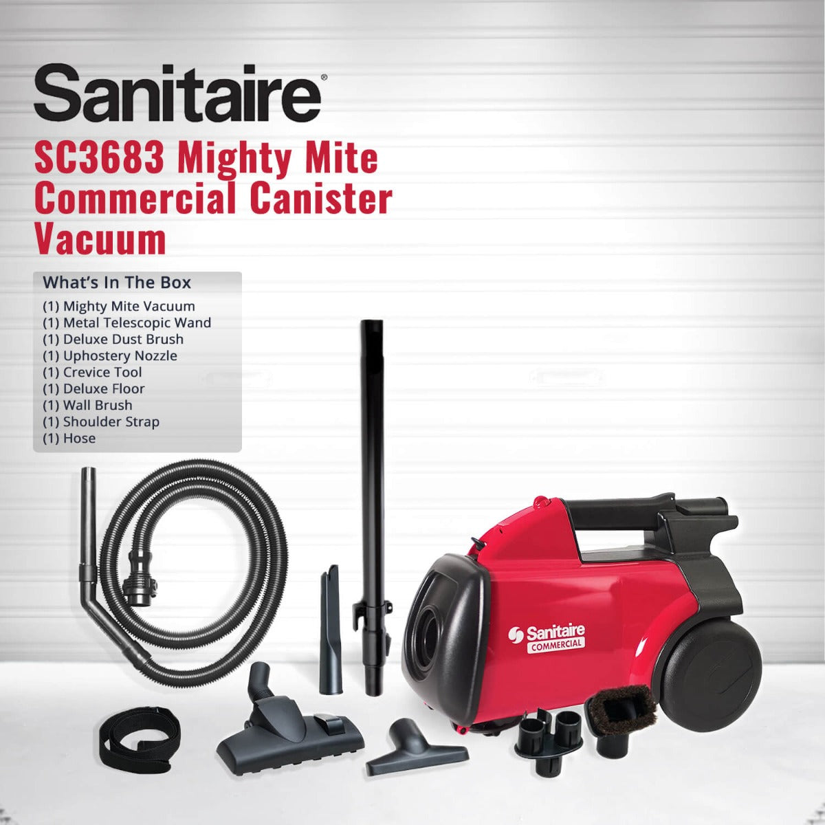 Sanitaire SC3683 Mighty Mite Commercial Canister Vacuum Cleaner - Powerful Suction for Carpets, Hard Floors & Pet Hair - Ideal for Offices, Hotels & Home Cleaning