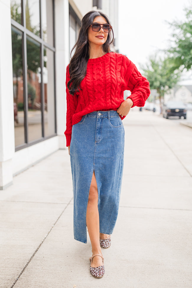 Cozy Cable Knit Crew Neck Sweater for Women - Soft Winter Pullover - Perfect for Casual Outfits, Office Wear & Holiday Gatherings