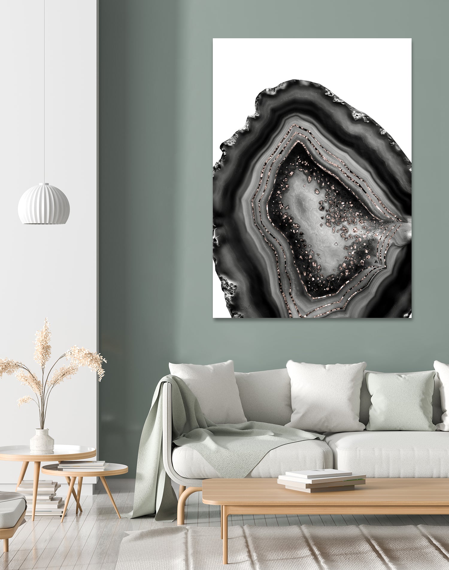 Agate Rose Gold Glitter Glam #5 - Natural Gemstone Decor for Home & Office - Perfect for Wall Art, Shelf Display, and Gift Giving