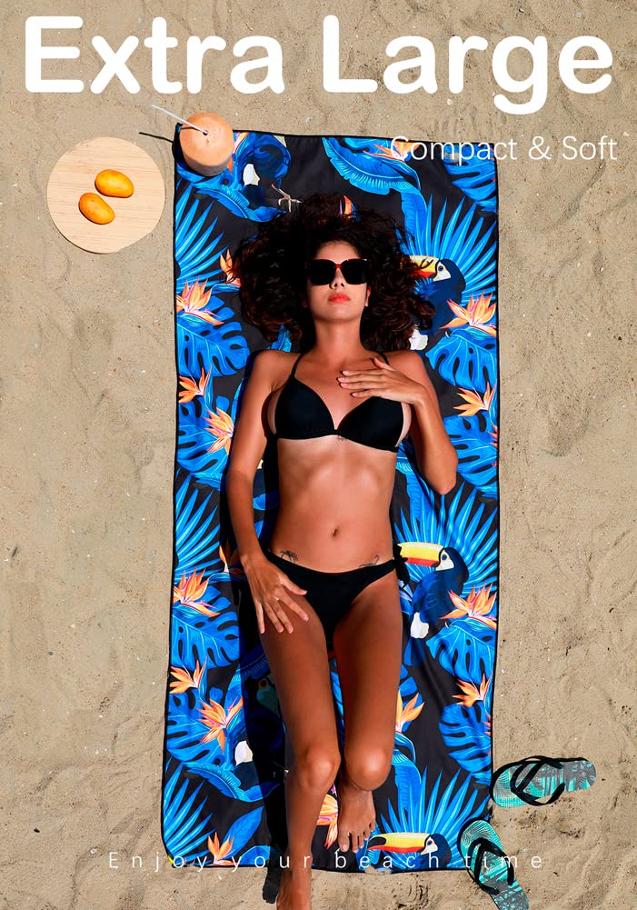 2 Pack Quick Dry Microfiber Beach Towels - Sand Free, Lightweight for Swimming, Camping & Travel