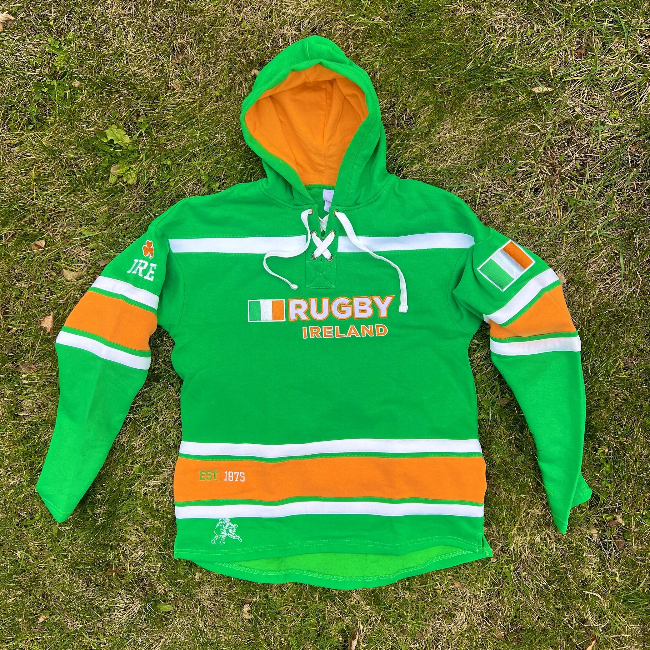 Ireland Rugby Lace Up Hoodie - Men's & Women's Pullover Sweatshirt for Rugby Fans | Perfect for Game Day, Training & Casual Wear