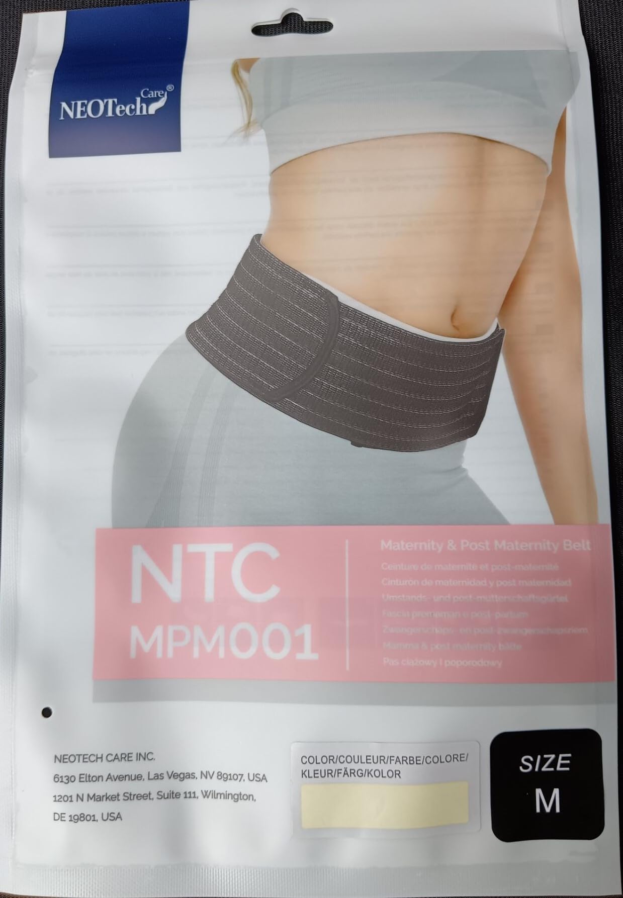 NeoTech Care 3-in-1 Maternity Pregnancy Support Belt, Postpartum Belly Wrap & Pelvic Brace - Beige, Medium Size - for Back Pain Relief & Post Delivery Recovery - Perfect for Pregnancy, Labor & Postpartum Care
