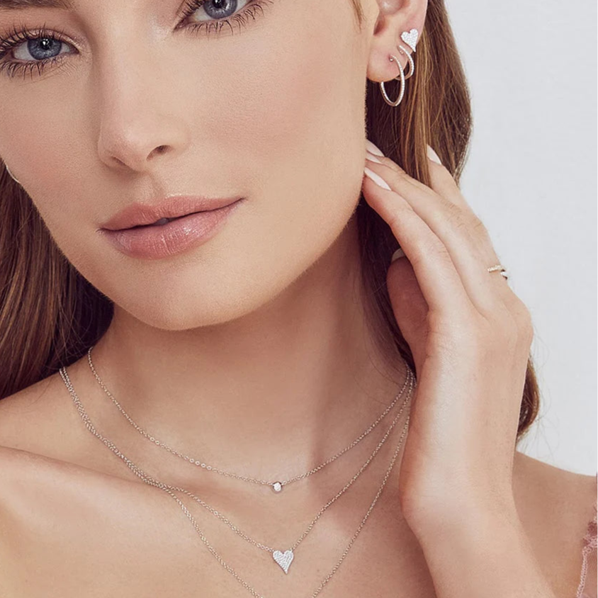 Diamond Pave Heart Pendant Necklace for Women - 14K Gold Plated Elegant Jewelry Gift for Valentine's Day, Anniversary & Special Occasions
