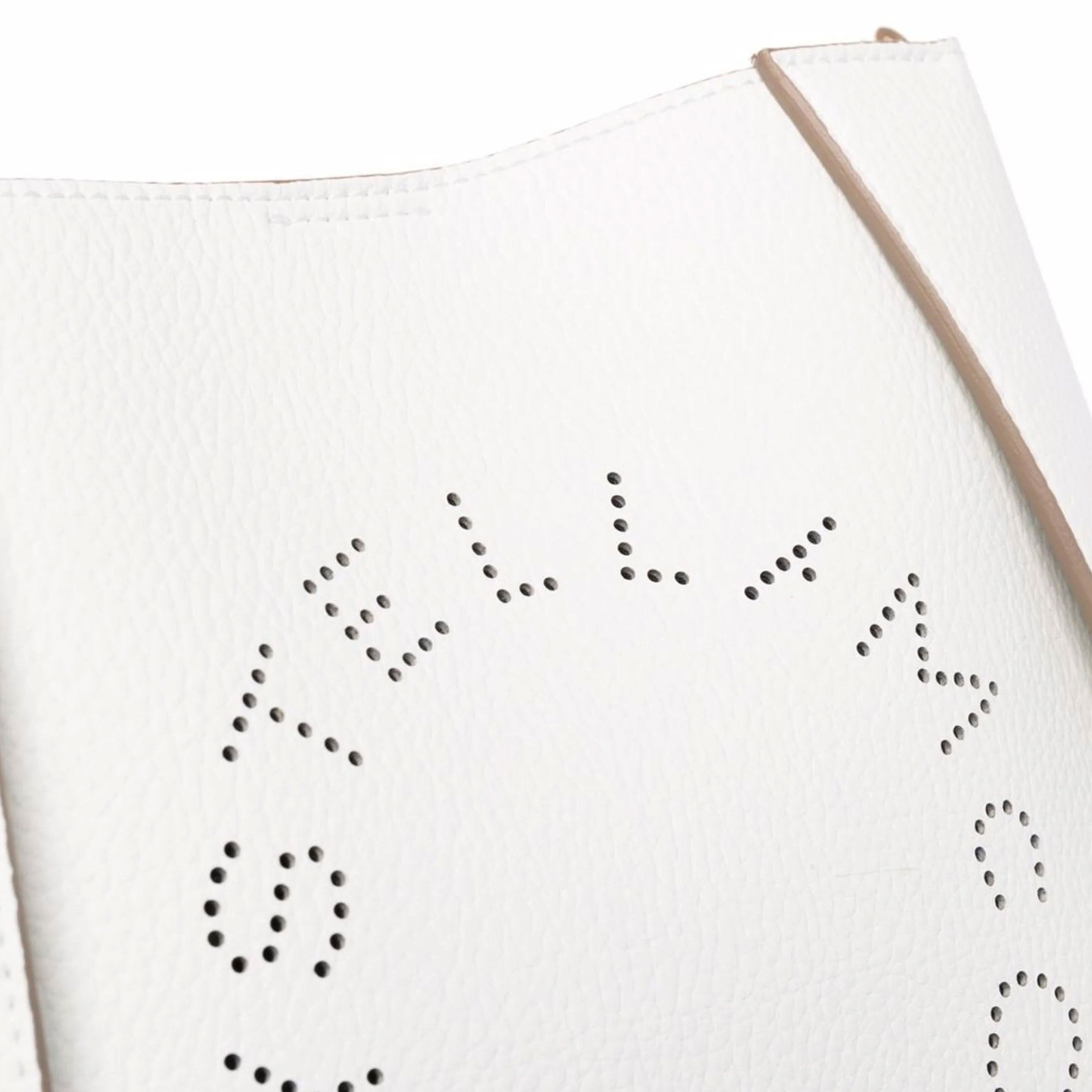 Stella Logo Mini Crossbody Hobo Bag - Grain Perforated Leather Purse for Women in White | Perfect for Everyday Use, Date Night & Travel Accessories