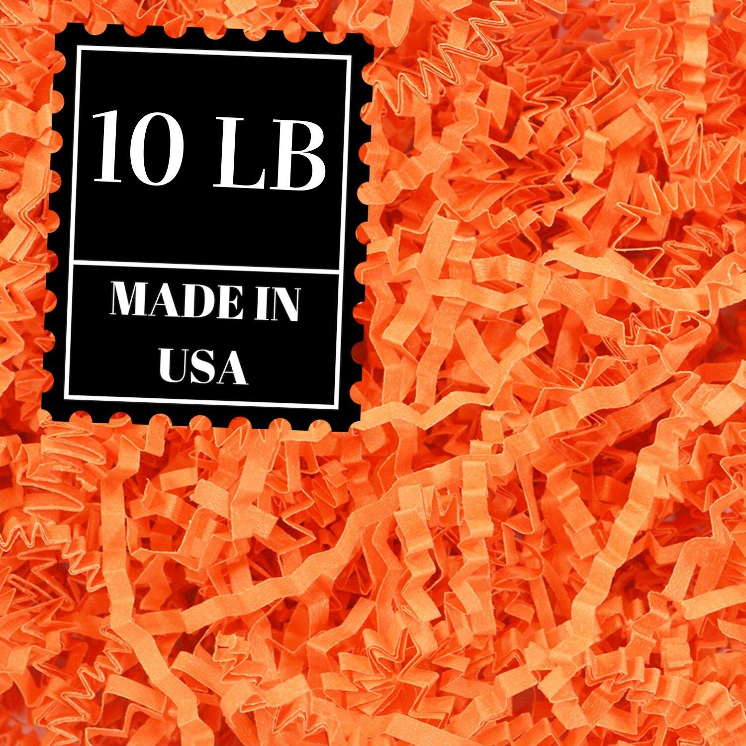 Mrs Fizz Crinkle Cut Paper Shred - 10 LB Orange Gift Basket Filler & Packing Material - Perfect for Gift Wrapping, Party Decorations, and Craft Projects