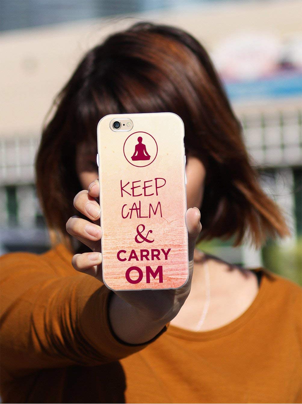 Inspired Yoga Humor iPhone 6/6s Case - 3D Textured Protective Phone Cover for Apple iPhone 6/6s - Keep Calm & Carry Om Funny Design - Perfect for Yoga Lovers & Meditation Enthusiasts