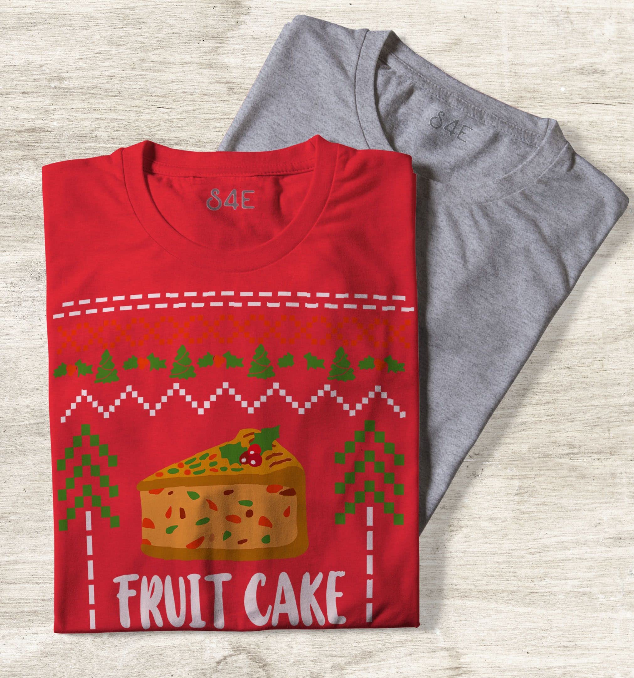 Funny Ugly Christmas T-Shirt with Fruit Cake Design - Perfect for Holiday Parties & Festive Family Gatherings