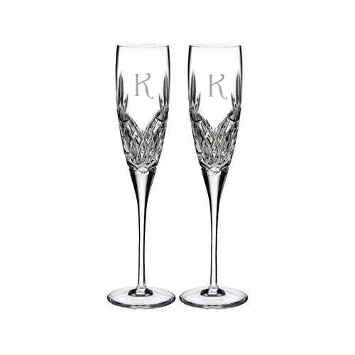 Personalized Wedding Champagne Flutes Set of 2 - Custom Engraved Crystal Glasses for Bride & Groom - Elegant Anniversary & Valentine's Day Gift - Perfect for Weddings, Toasts & Romantic Celebrations