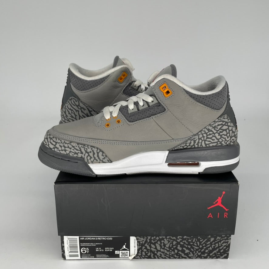 Original Air Jordan 3 Retro 'Cool Grey' Men's/Women's Sneakers Size 6.5/8W (Style: 398614-012) - Perfect for Basketball, Streetwear & Casual Fashion