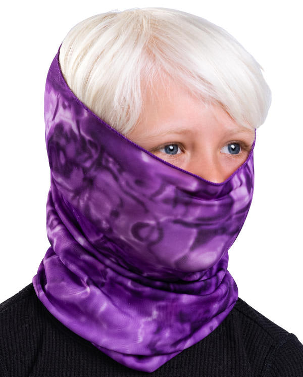 UPF 50+ Kids Reusable Sun Protection Face Mask & Neck Gaiter - Breathable UV Protection for Outdoor Activities, Hiking, Beach & School | Aqua Design