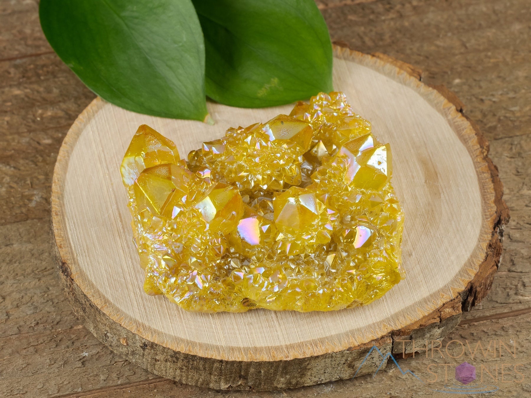 Sunshine Yellow Rainbow Aura Quartz Crystal Cluster - Natural Spirit Quartz Healing Stone for Meditation & Energy Work - Beautiful Crystal Decor for Home, Office & Spiritual Space (R0518)