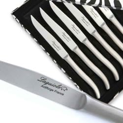 Premium 6-Piece Laguiole Steak Knife Set - Stainless Steel Blades with Sandblasted Finish - Authentic French Cutlery - Perfect for Steakhouse Dining, BBQ Parties & Elegant Dinner Settings