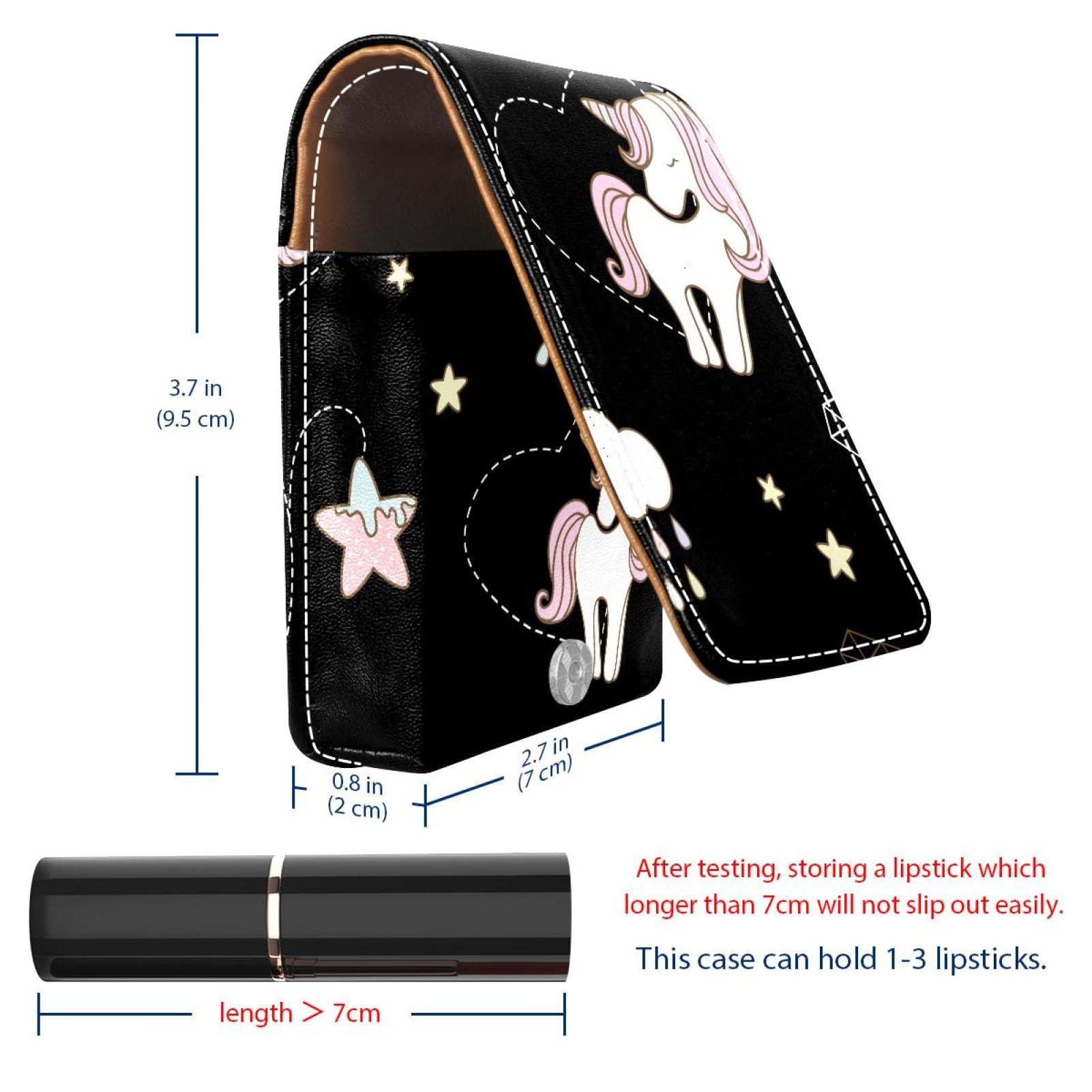 Personalized Lipstick Case with Unicorn & Starry Sky Design - Portable Makeup Bag & Cosmetic Pouch Organizer for Women (Black, 29cm) - Perfect for Travel, Daily Use & Gift Giving