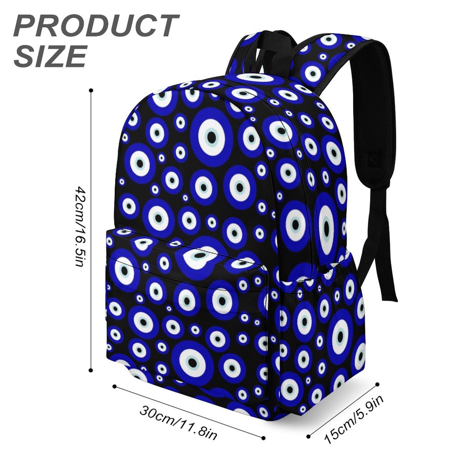 Menriaov Blue Evil Eye Backpack - Waterproof Laptop Backpack for Women & Men, 15.6 Inch Daypack for School, College, Work, Travel & Outdoor Activities - Durable Bookbag with Tablet Pocket