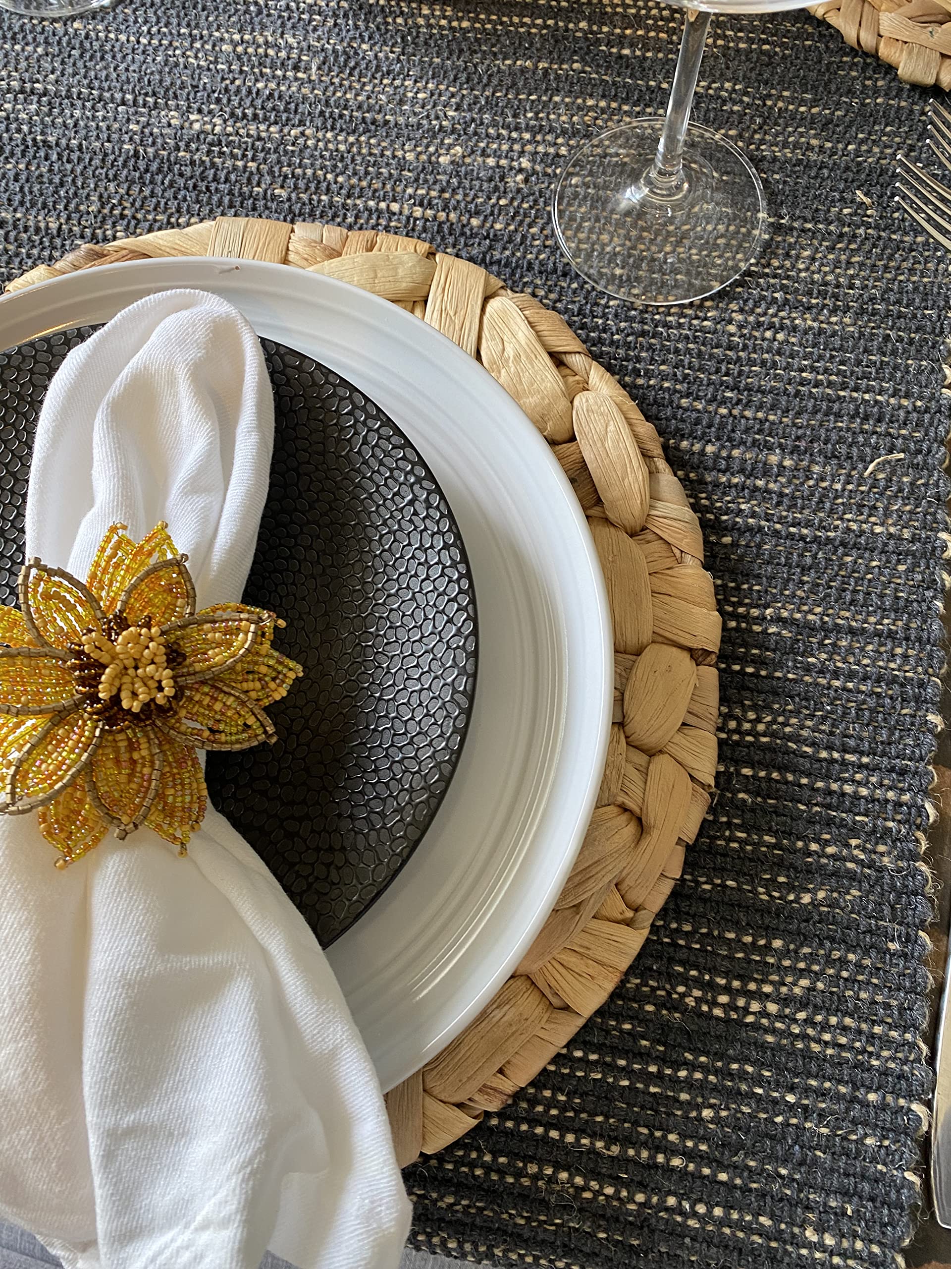 Eco-Friendly Cork & Leaf Oceana Natural Charger Plates for Rustic & Boho Table Decor | Elegant Dinner Plate Chargers for Wedding, Party & Holiday Dining Decorations | Sustainable Tableware for Farmhouse & Coastal Theme Events