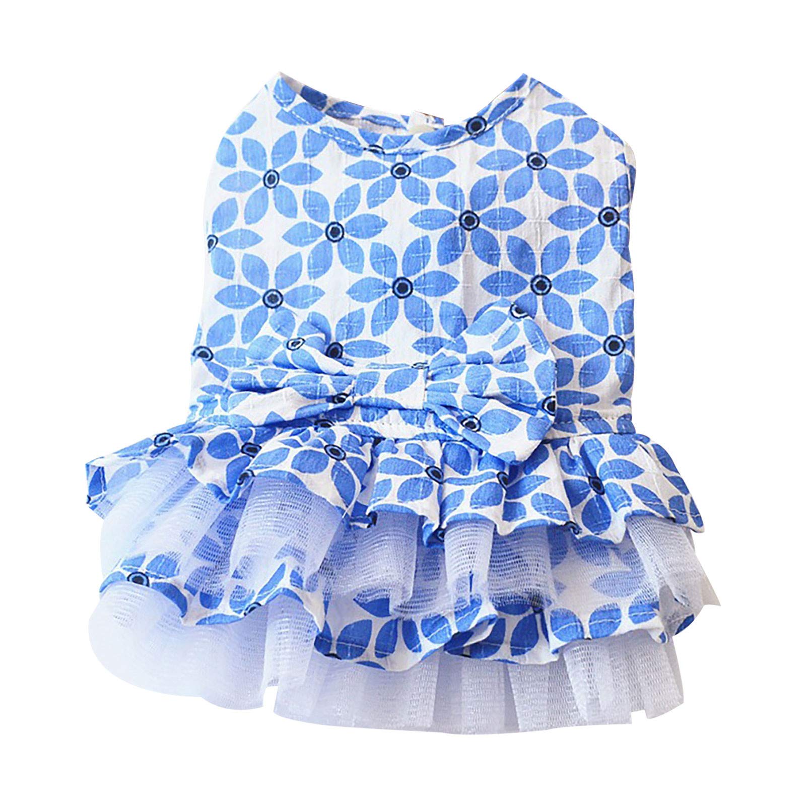 Cute Dog Clothes for Spring & Summer - Thin Pet Skirt with Bow Shawl for Teddy & Small Dogs (Blue, XS) - Perfect for Outdoor Walks, Parties & Photo Shoots