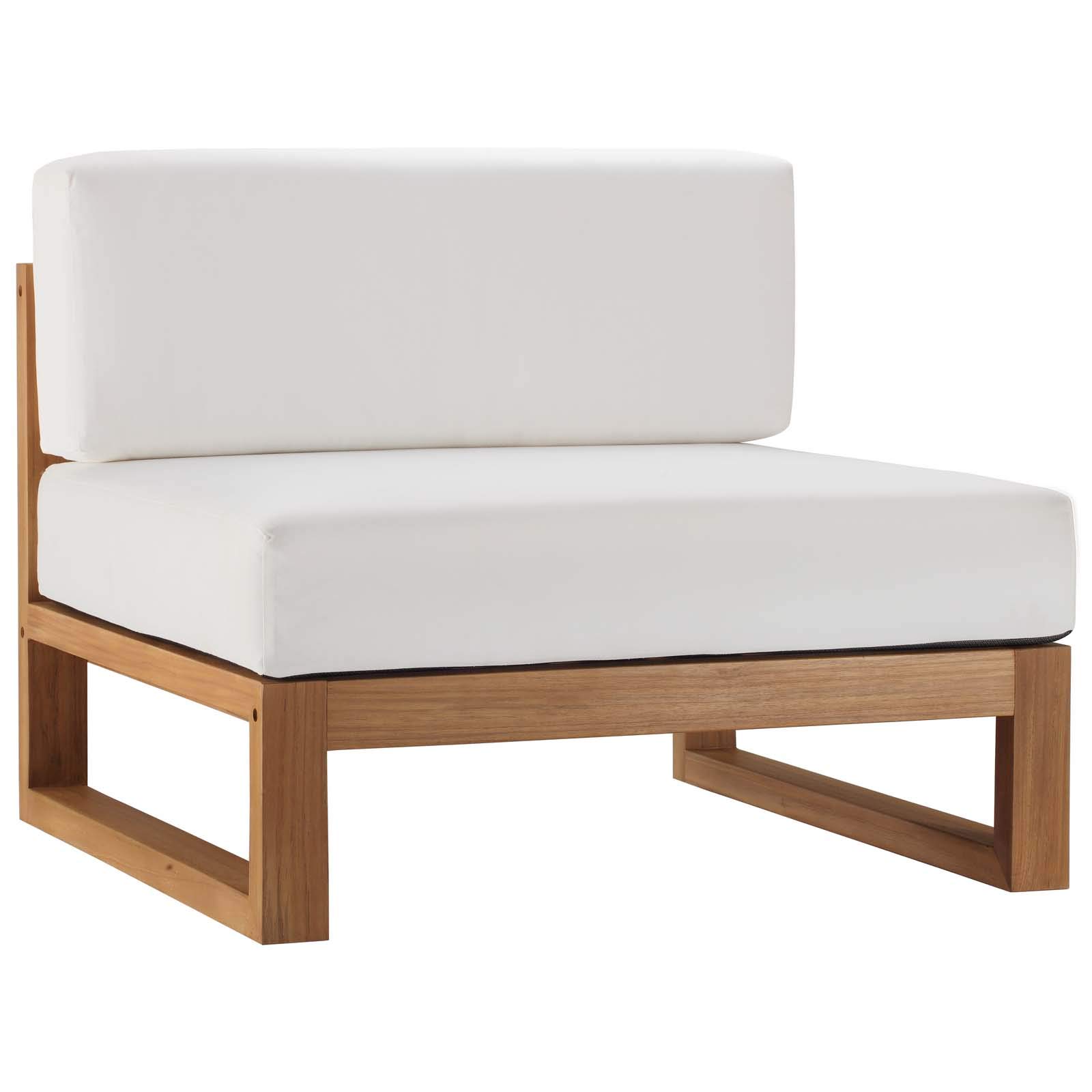 Modway EEI-4257-NAT-WHI-SET 4-Piece Teak Wood Patio Furniture Set with Sofa & Coffee Table in Natural White - Perfect for Outdoor Living, Garden, Poolside & Backyard Relaxation