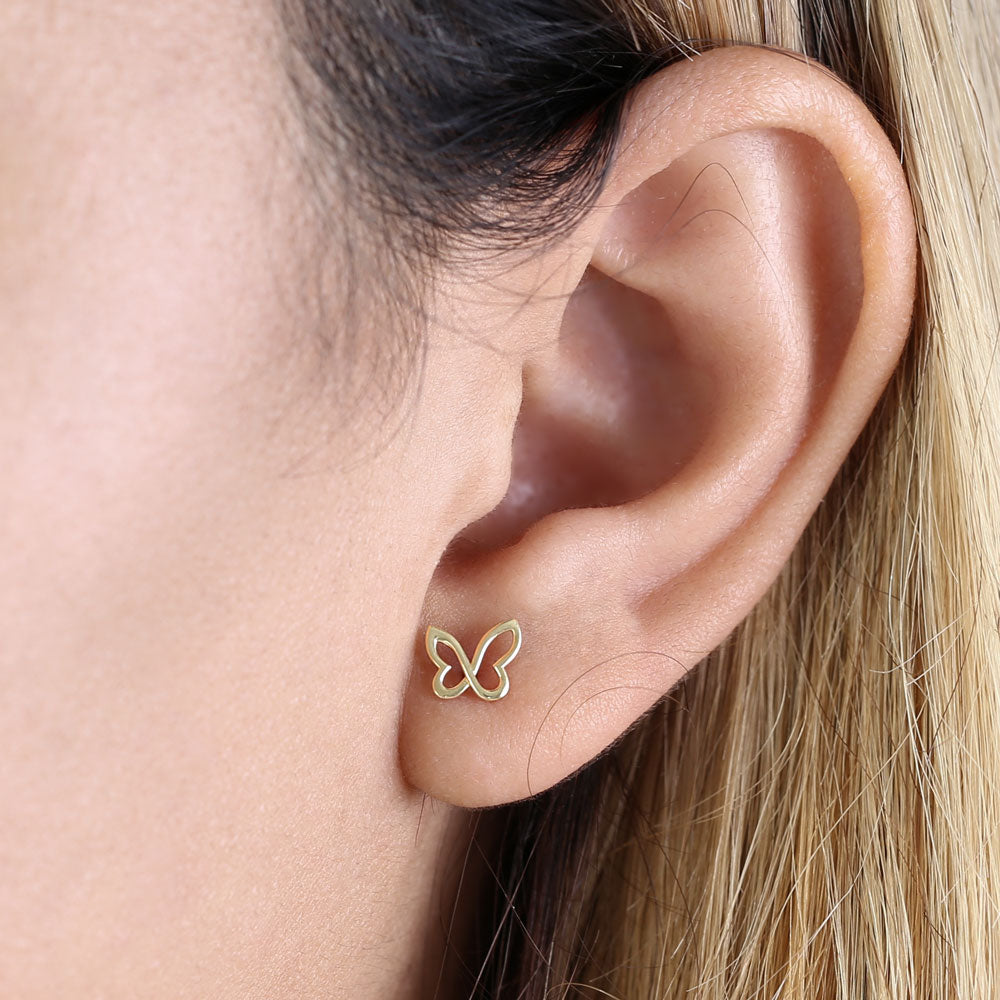 14K Yellow Gold Butterfly Stud Earrings for Women - Minimalist Dainty Jewelry Gift for Her - Perfect for Everyday Wear, Parties & Special Occasions