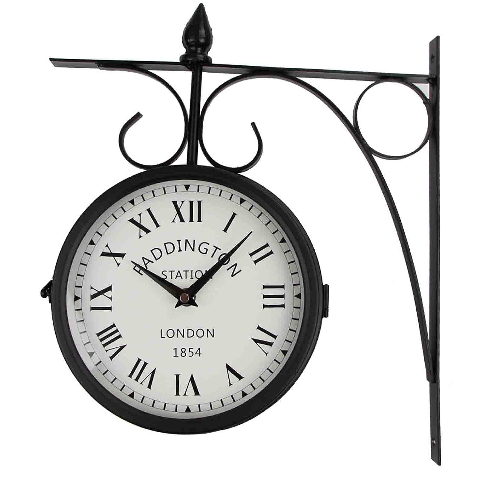 Vintage Double Sided Metal Wall Clock - Waterproof Outdoor Garden Decor with Antique Look - Perfect for Patio, Backyard, Porch and Indoor Vintage Style Home Décor