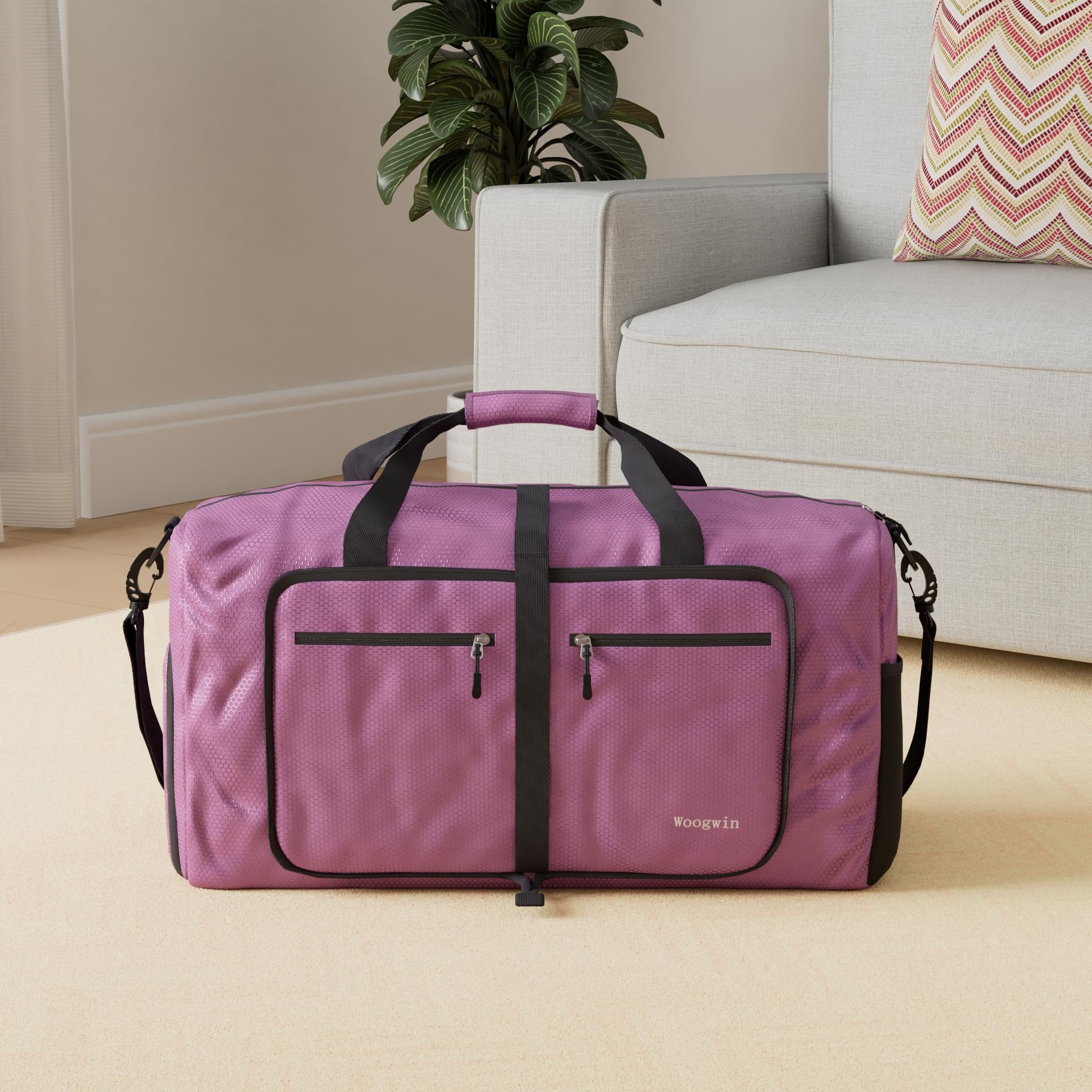 Woogwin Large Foldable Waterproof Travel Duffel Bag - Durable Overnight Gym Bag for Beach, Swim, Pool & Sports Activities