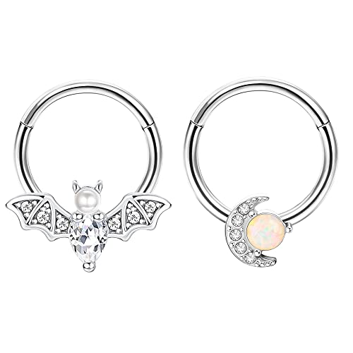 L-2Pcs-Silver Bat-Silver Moon