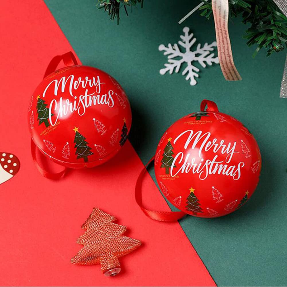 Creative Christmas Candy Storage Jar - Round Tinplate Ball Chocolate Candy Box for Christmas Tree Decorations, Holiday Party Favors & Festive Gift Giving