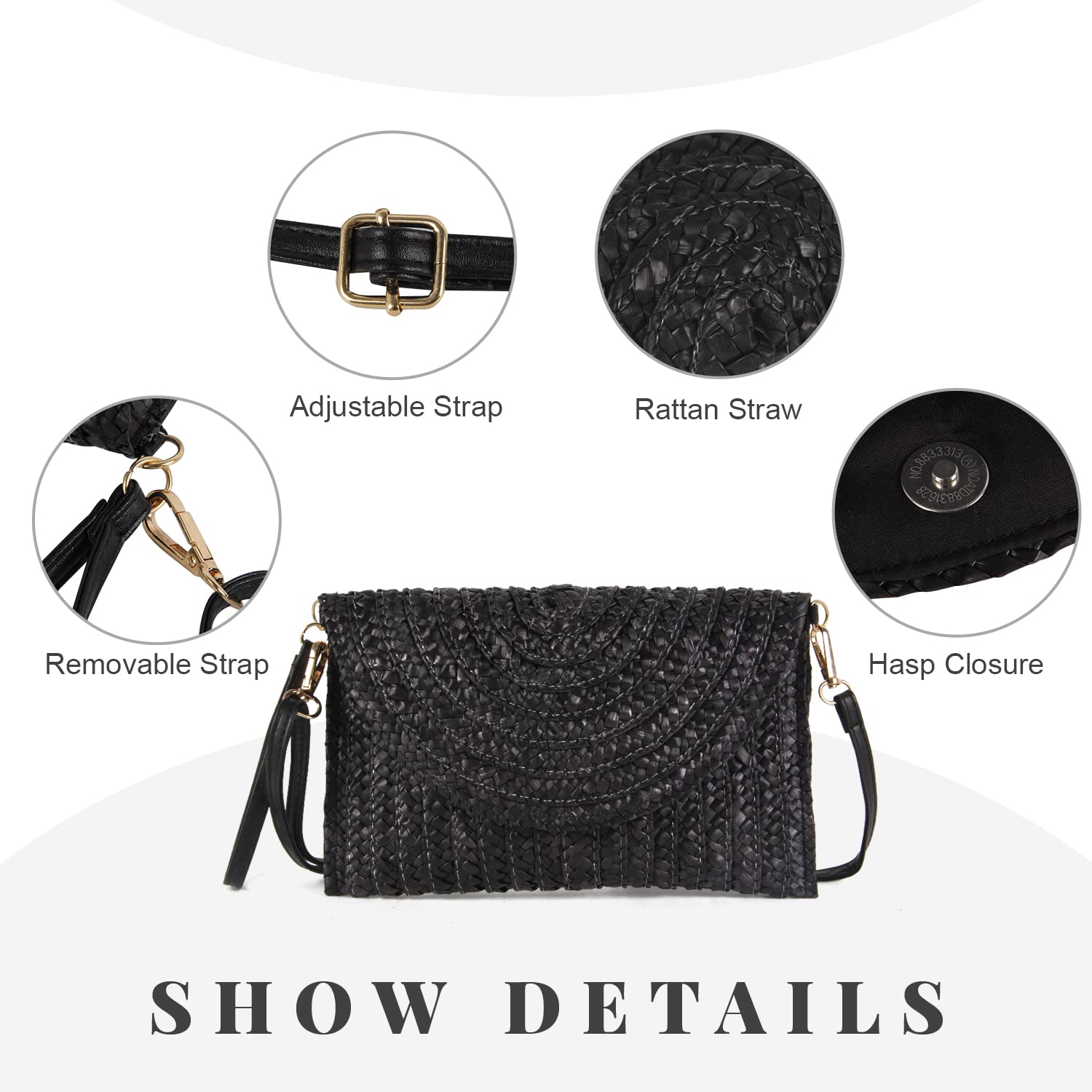 Women's Woven Straw Shoulder Bag - Summer Beach Clutch Purse for Outings, Vacations & Pool Parties | Stylish & Eco-Friendly Handbag for Casual & Boho Outfits