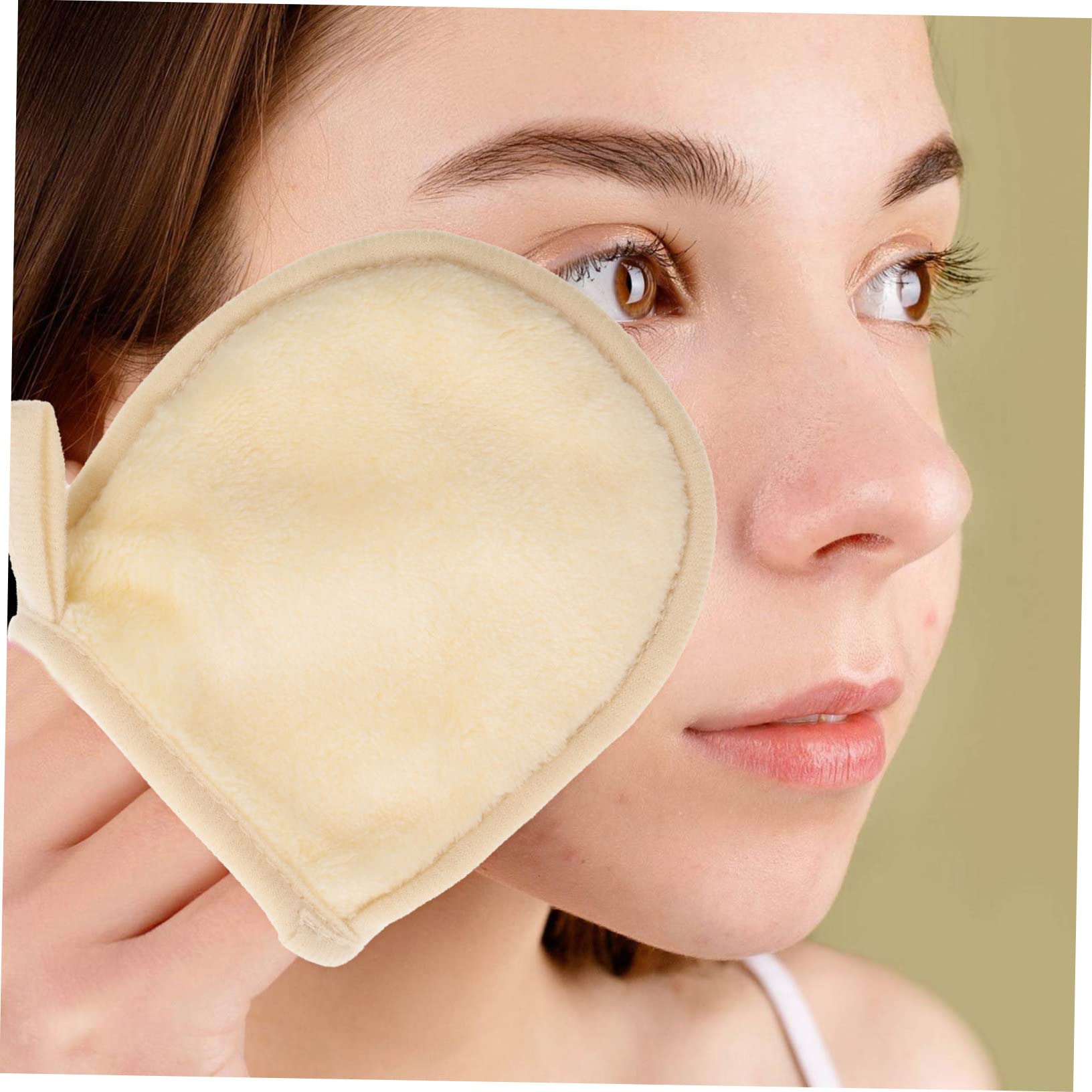 4 Pack Reusable Makeup Remover Pads - Washable Eco-Friendly Facial Cleansing Pads for Makeup Removal & Exfoliation - Soft & Gentle Face Scrubber Gloves for Daily Skincare Routine (White)