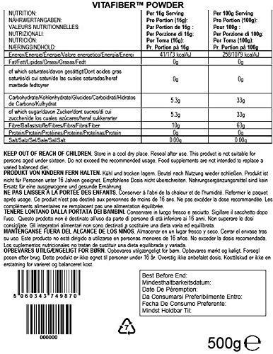 500g Vita Fiber Powder Pouch - Premium Soluble Fiber Supplement for Digestive Health - Ideal for Smoothies, Baking & Weight Management