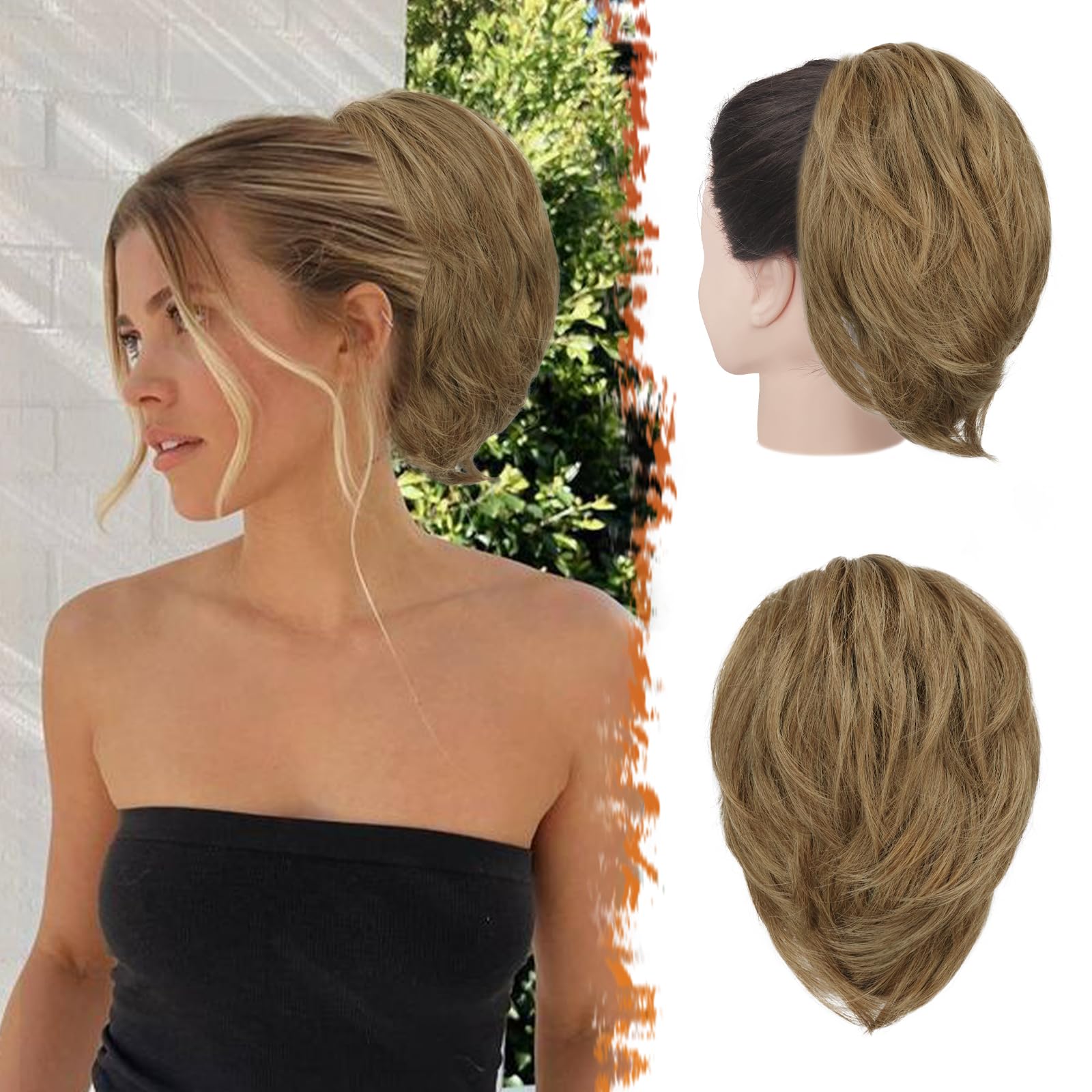 8 Inch Claw Clip Hair Bun Extension for Straight Hair - Perfect for Updos, Ponytails & Everyday Hairstyles
