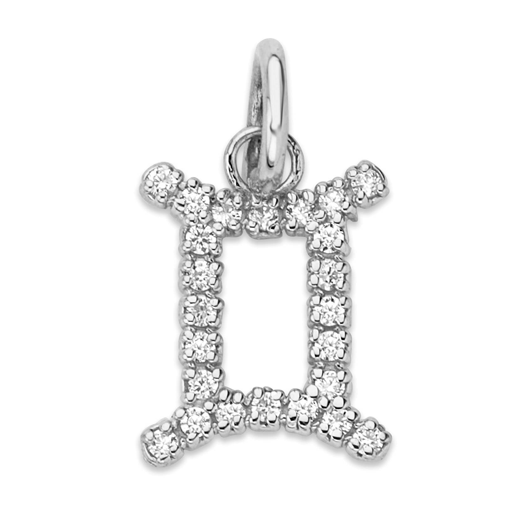 10K White Gold Mini Diamond Zodiac Pendant for Women - Elegant Horoscope Necklace, Genuine Gold Jewelry Birthday Gift - Perfect for Daily Wear, Special Occasions & Personalized Presents - Made in USA
