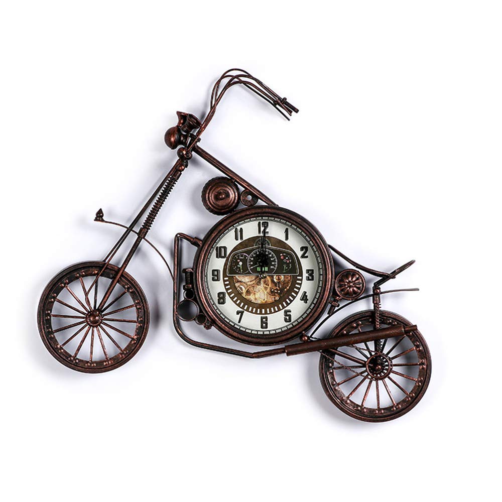 Vintage Metal Motorcycle Wall Clock - Battery Powered Retro Bike Decor for Living Room, Bar & Man Cave - Unique Home & Office Decorative Gift for Bikers & Motorcycle Enthusiasts