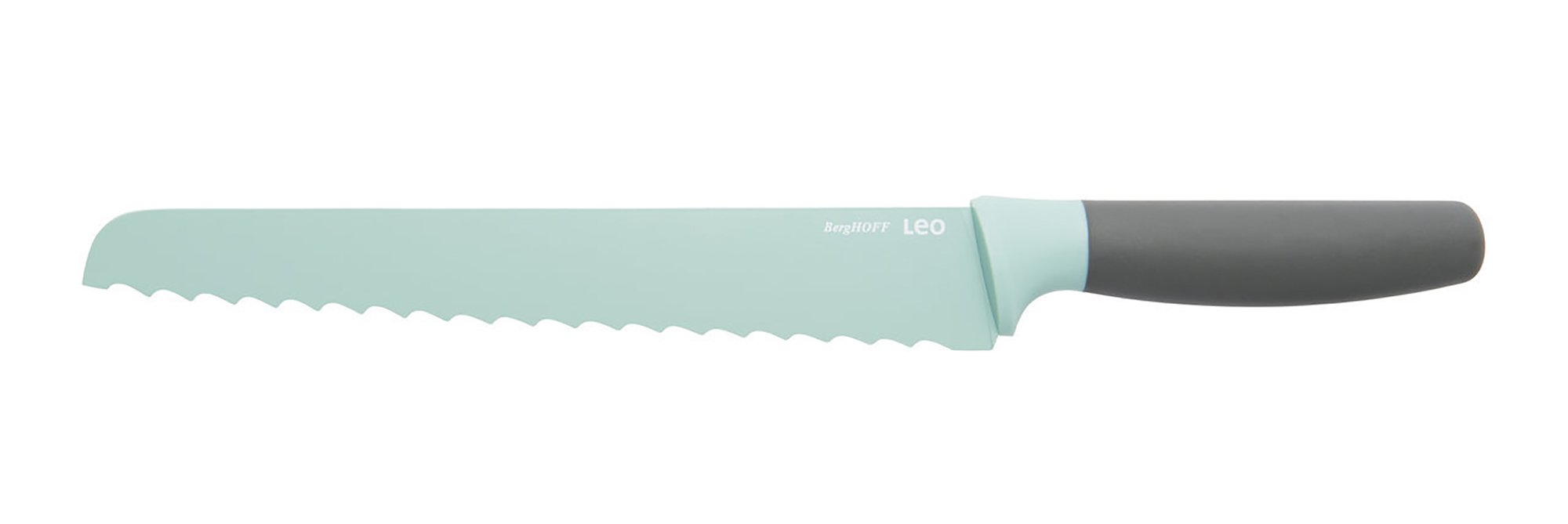 Berghoff Leo 9-Inch Ceramic Coated Non-Stick Bread Knife - Stainless Steel Blade with Soft Touch Green Handle - Perfect for Slicing Bread, Cakes & Pastries - Ideal for Home Kitchens & Bakeries
