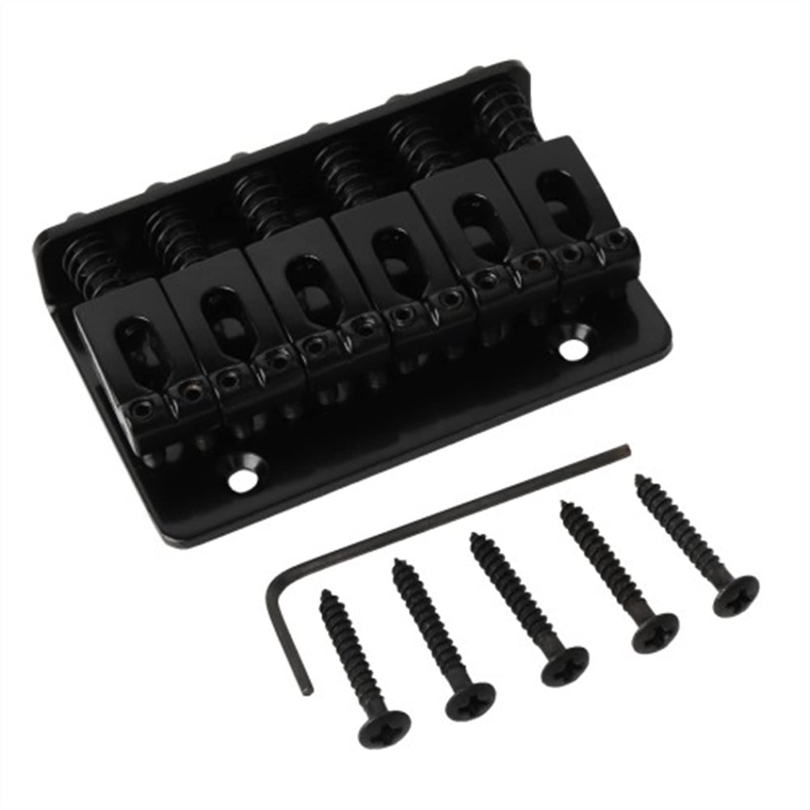 6 String Hardtail Guitar Bridge - Metal Fixed Saddle Top Load Tailpiece for Electric Guitar (Black) | Perfect for DIY Guitar Repair & Upgrades