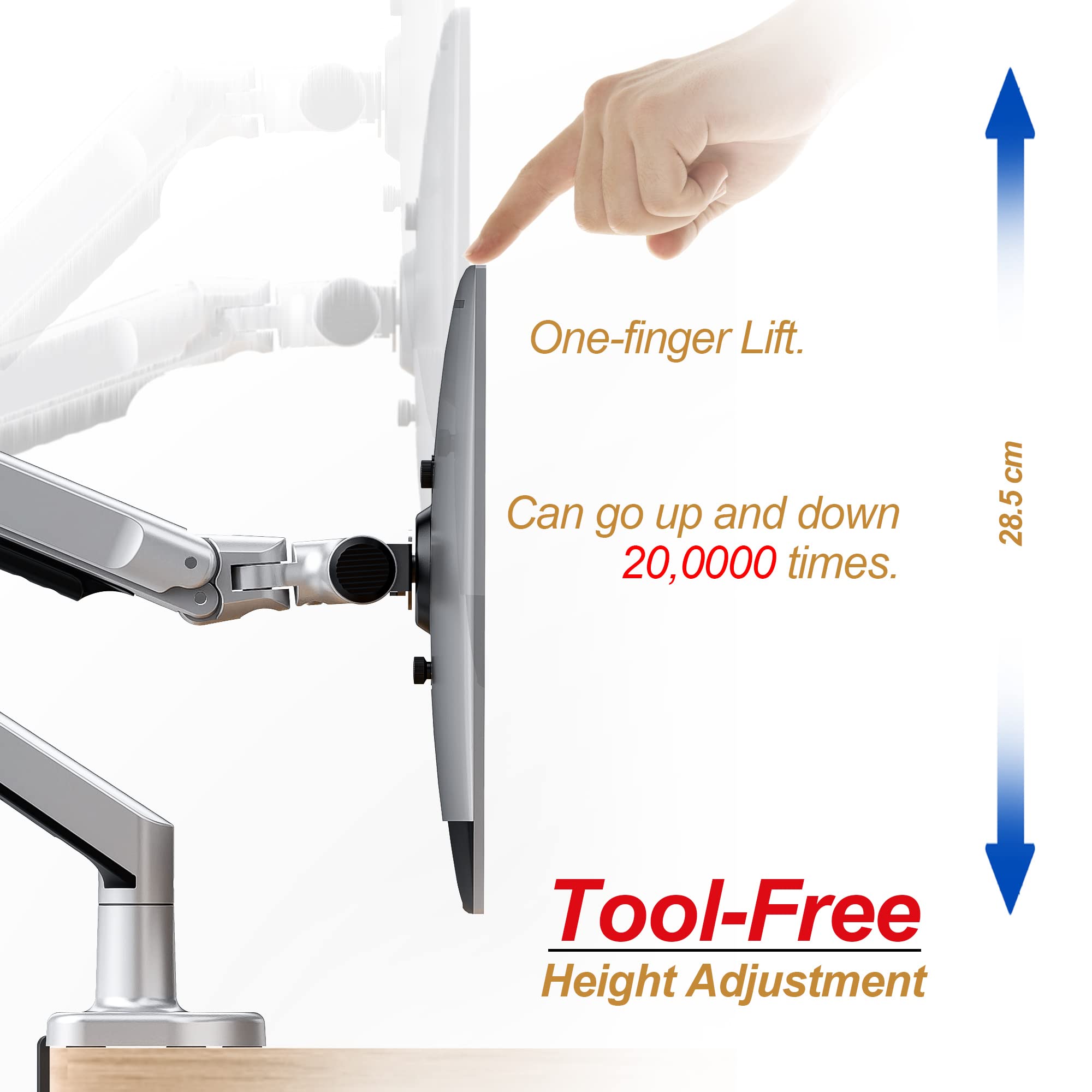 LGtenpro Adjustable Monitor Stand for 17-38 Inch LCD/LED Screens - Ergonomic Height, Tilt & Swivel PC Monitor Arm with VESA 75/100mm Mount, Supports Up to 11kg - Perfect for Home Office, Gaming & Workspace Setup