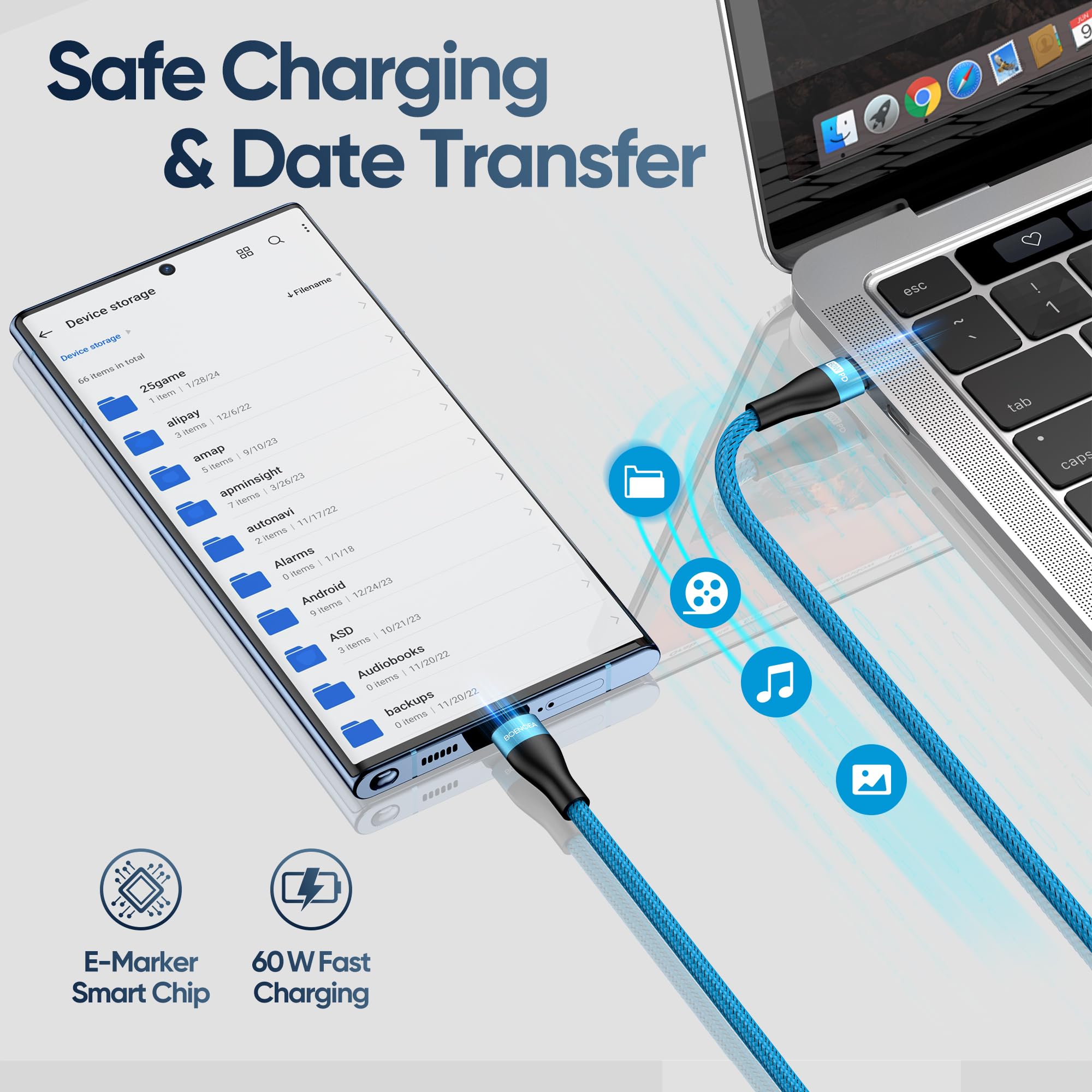 Boenoea USB C to USB C Cable 4-Pack (10FT+6FT+6FT+3FT) 60W Fast Charging Nylon Braided Type C Cable - Compatible with iPhone 15/15 Pro/15 Pro Max, MacBook Air/Pro, Samsung Galaxy S23/S22 Ultra, Nintendo Switch - Perfect for Home, Office & Travel Charging