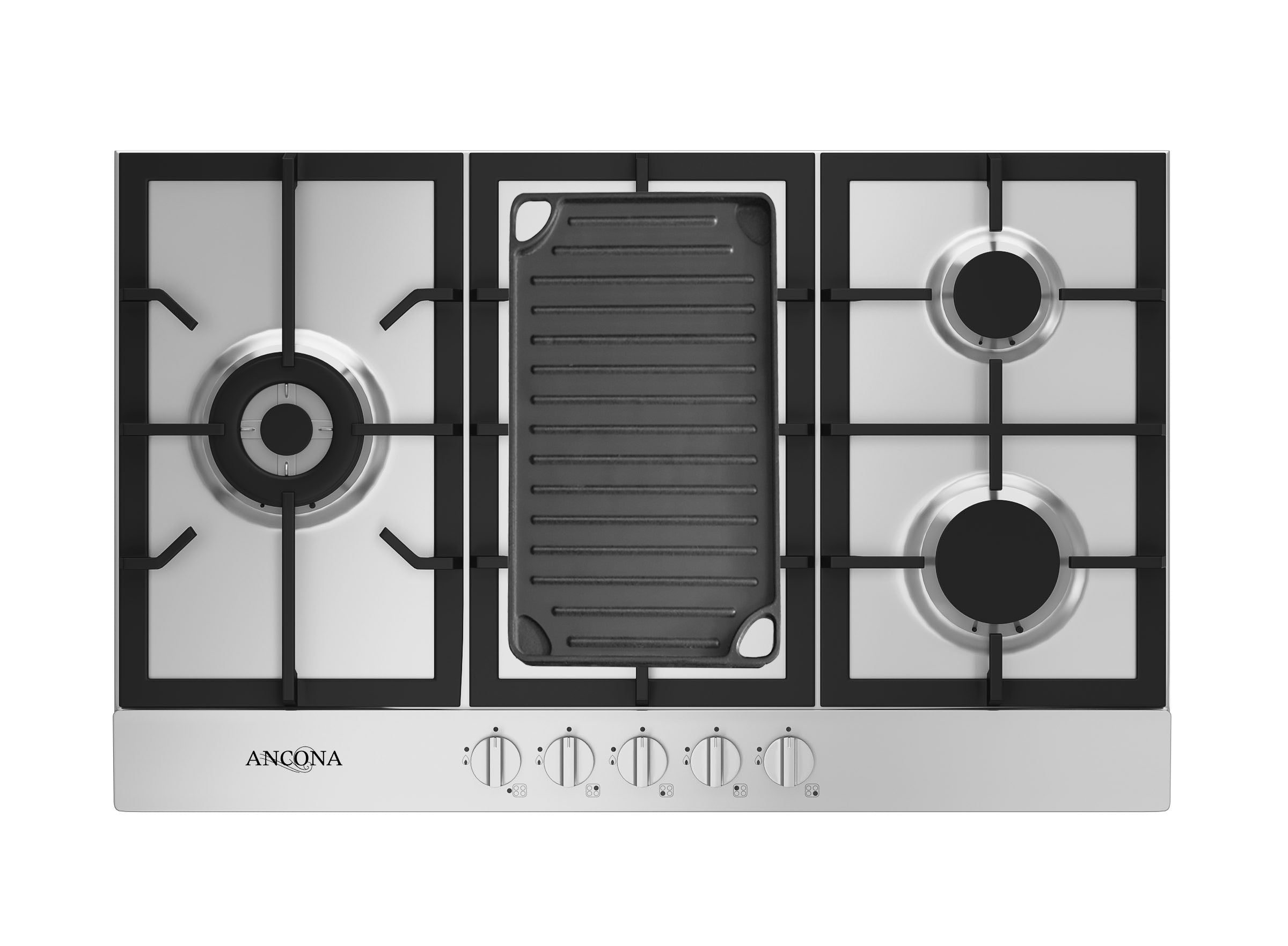 **Ancona 34-Inch Stainless Steel Gas Cooktop with 5 Burners & Cast Iron Griddle – Perfect for Home Kitchens & Outdoor Cooking**