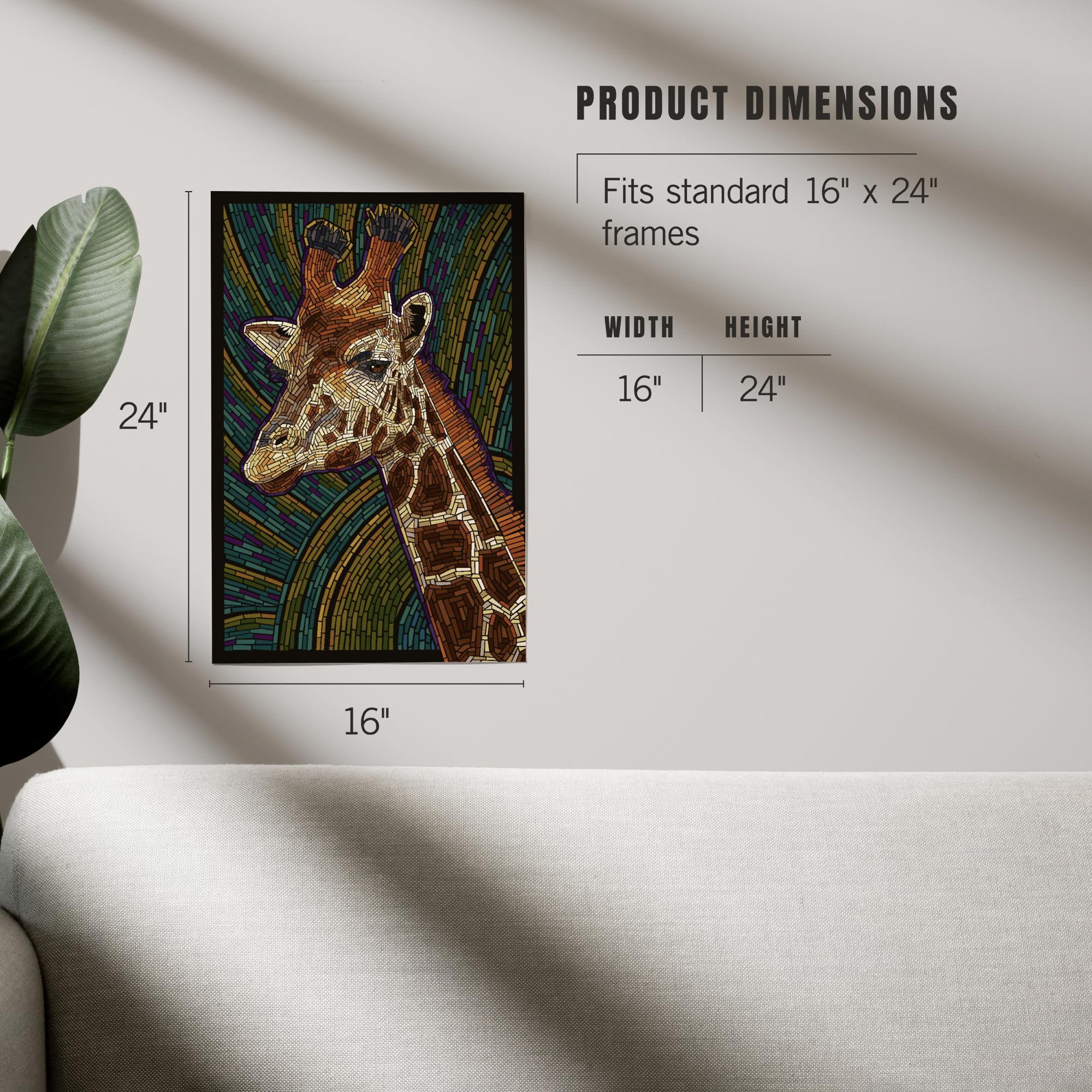 Lantern Press 16x24 Inch Giclee Print - Giraffe Paper Mosaic Wall Art for Home & Office Decor | Perfect for Living Room, Bedroom or Gift