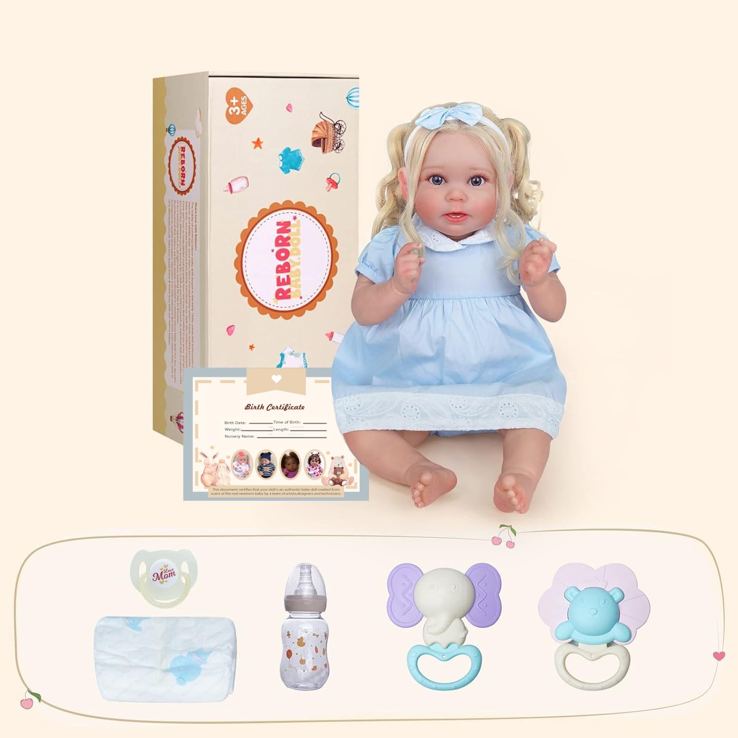 BABESIDE 20'' Lifelike Reborn Baby Doll - Realistic Soft Body Baby Girl Doll with Gift Box for Kids | Perfect for Role Play, Gift Giving & Collecting