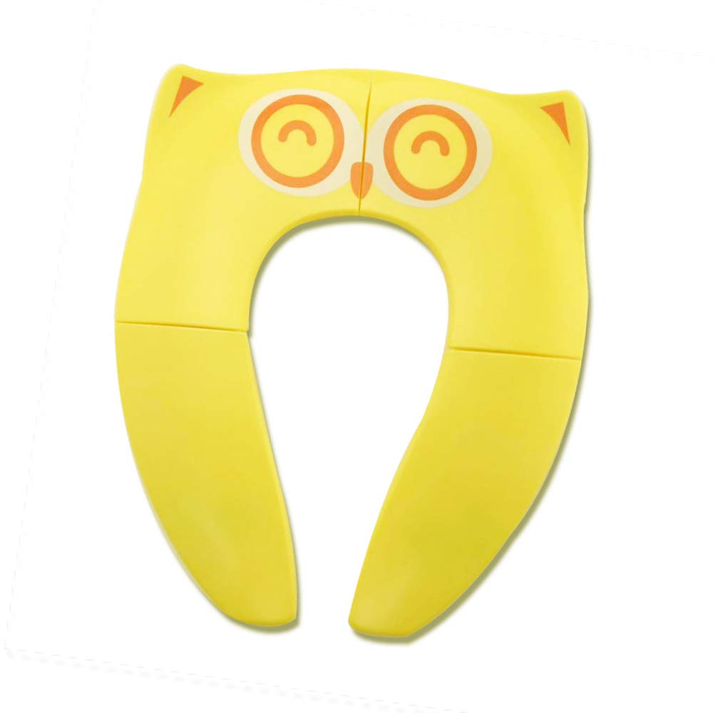 Upgraded Kids Folding Toilet Seat with Non-Slip Silicone Pads - Portable & Reusable Potty Training Seat Cover with Carry Bag for Toddlers & Babies (Yellow) - Perfect for Travel, Home & Daycare Use
